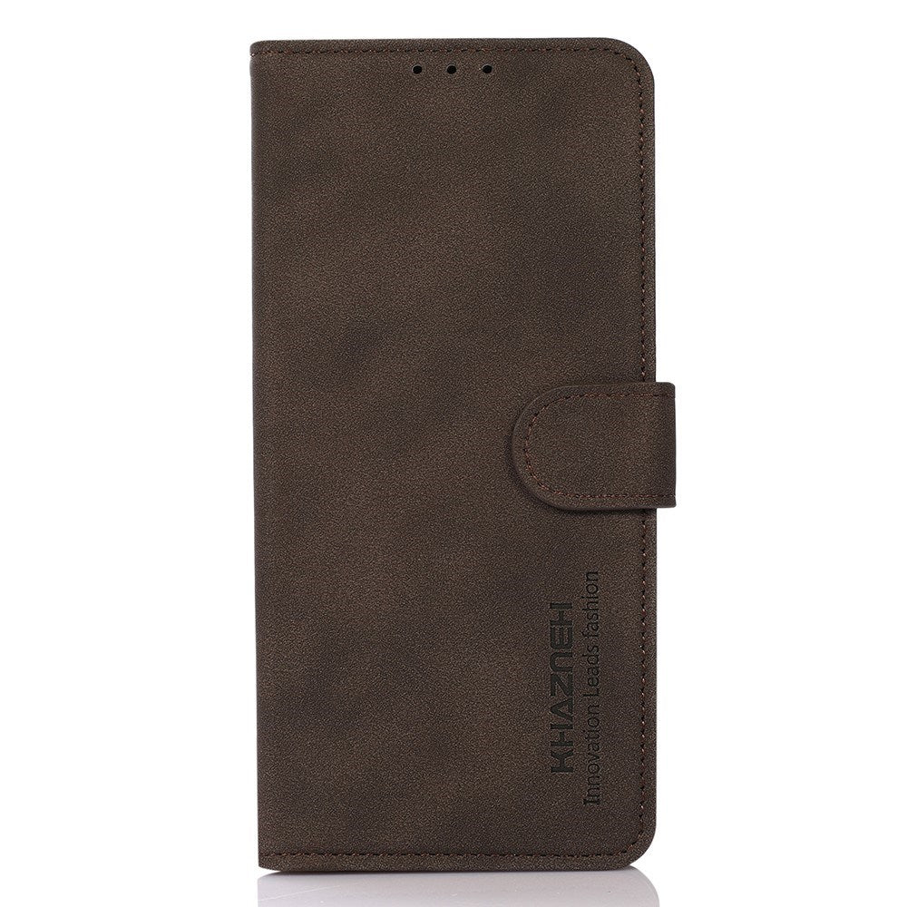 Xiaomi Redmi Note 14 (5G) - KHAZNEH Kunstlæder Flip Cover m. Kortholder & Ståfunktion - Brun