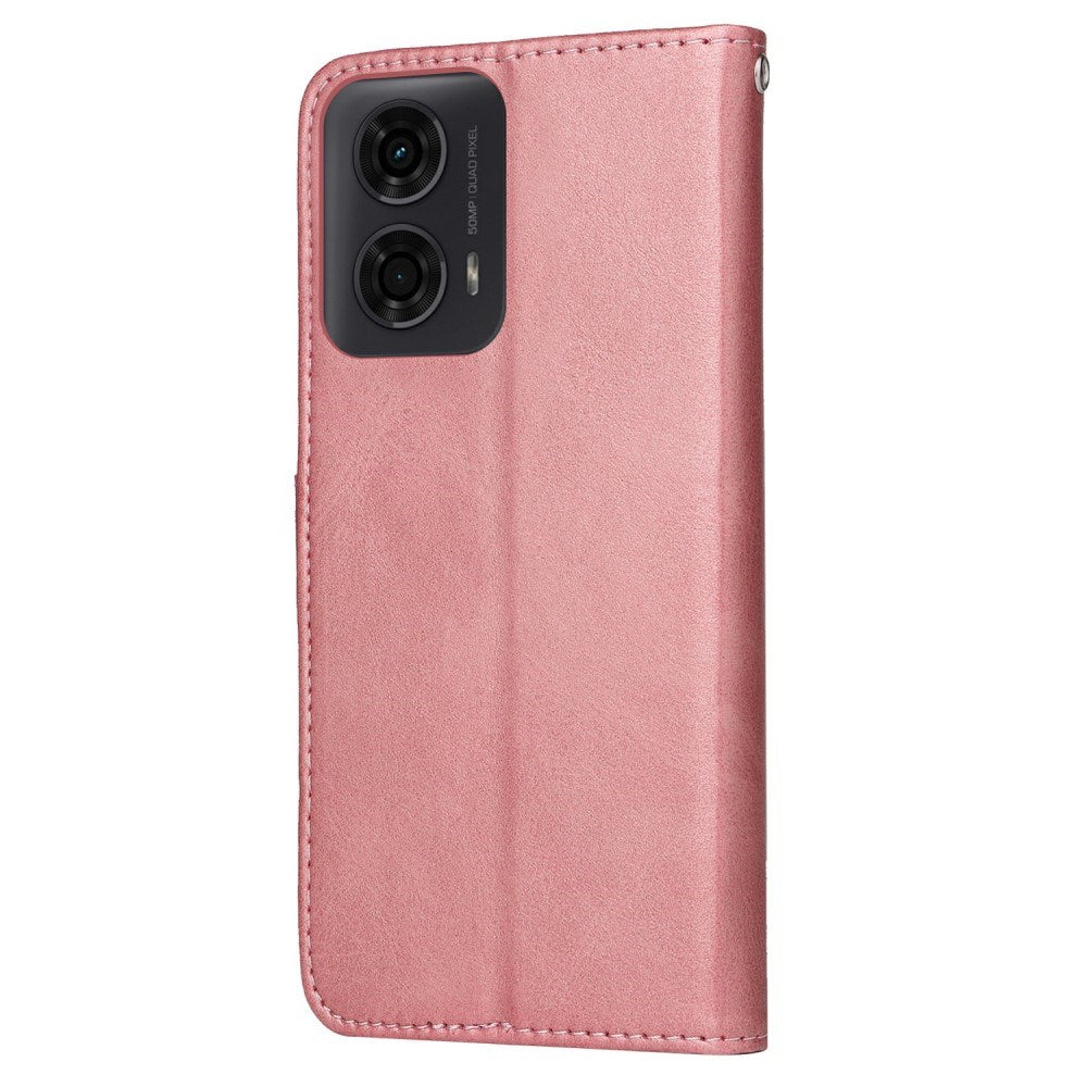 EIDERWOOD - Motorola Moto E14 (4G) / G04 (4G) / G04s (4G) / G24 (4G) - Kunstlæder Flip Cover m. Strop - Lyserød