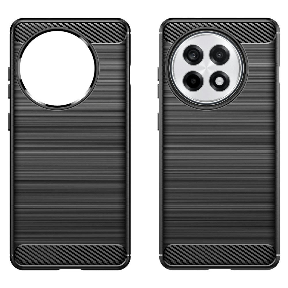 EIDERWOOD OnePlus 13R Brushed Carbon Fiber Fleksibelt Plastik Mobil Cover - Sort