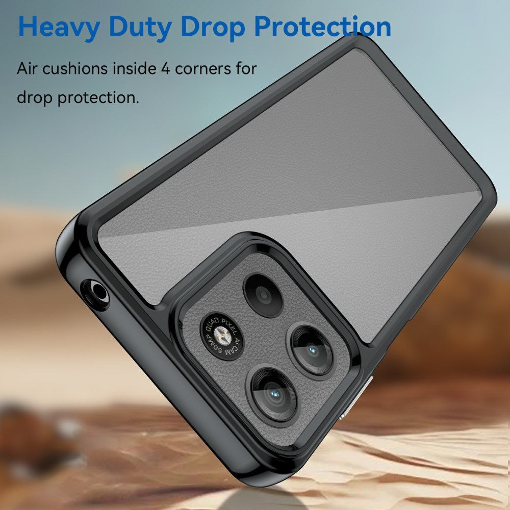 EIDERWOOD Motorola Moto G15 / G05 / E15 Hybrid Plastik Mobil Cover - Gennemsigtig / Sort Kant