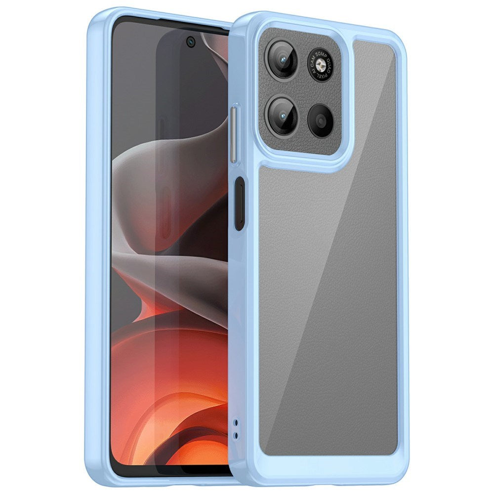 EIDERWOOD Motorola Moto G15 / G05 / E15 Hybrid Plastik Mobil Cover - Gennemsigtig / Blå Kant