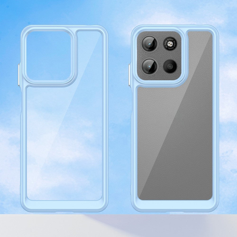 EIDERWOOD Motorola Moto G15 / G05 / E15 Hybrid Plastik Mobil Cover - Gennemsigtig / Blå Kant