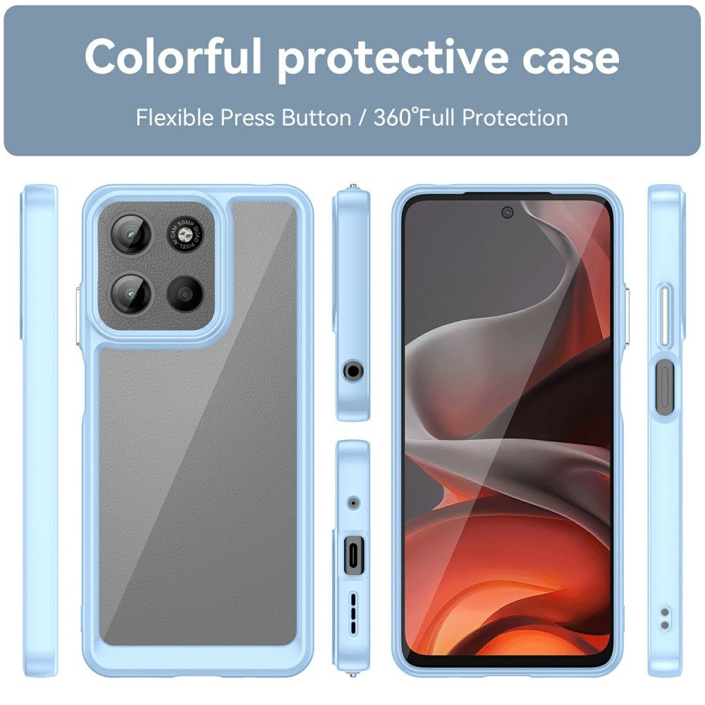 EIDERWOOD Motorola Moto G15 / G05 / E15 Hybrid Plastik Mobil Cover - Gennemsigtig / Blå Kant