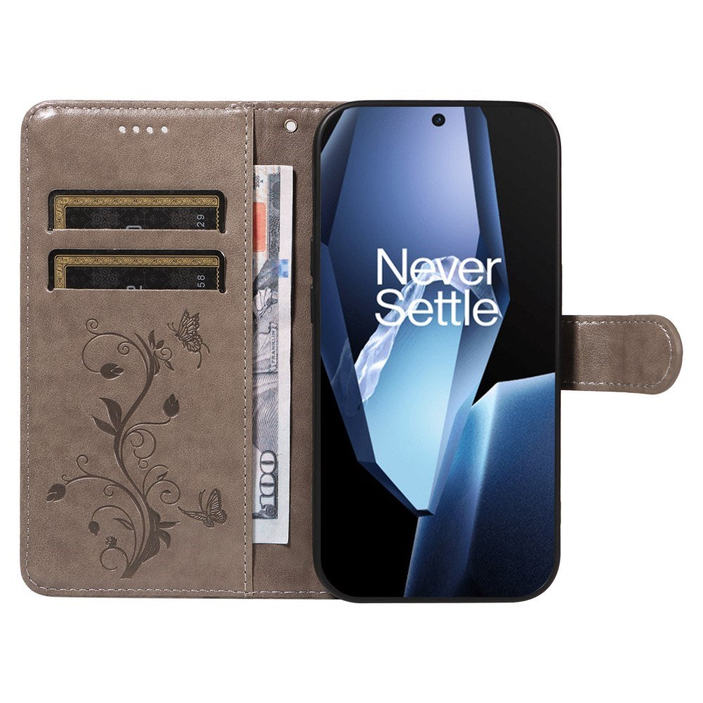 EIDERWOOD OnePlus 13R Flipcover m. Motiv - Kortholder & Ståfunktion - Grå