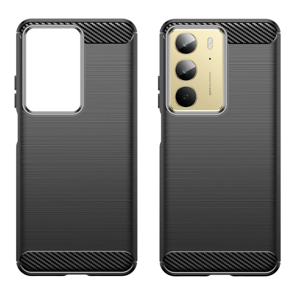 EIDERWOOD - Realme C75 - Brushed Carbon Fiber Fleksibelt Plastik Cover - Sort