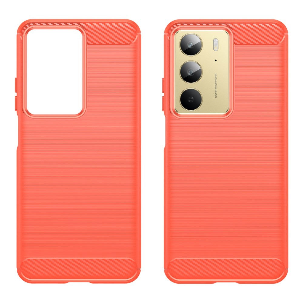 EIDERWOOD - Realme C75 - Brushed Carbon Fiber Fleksibelt Plastik Cover - Rød