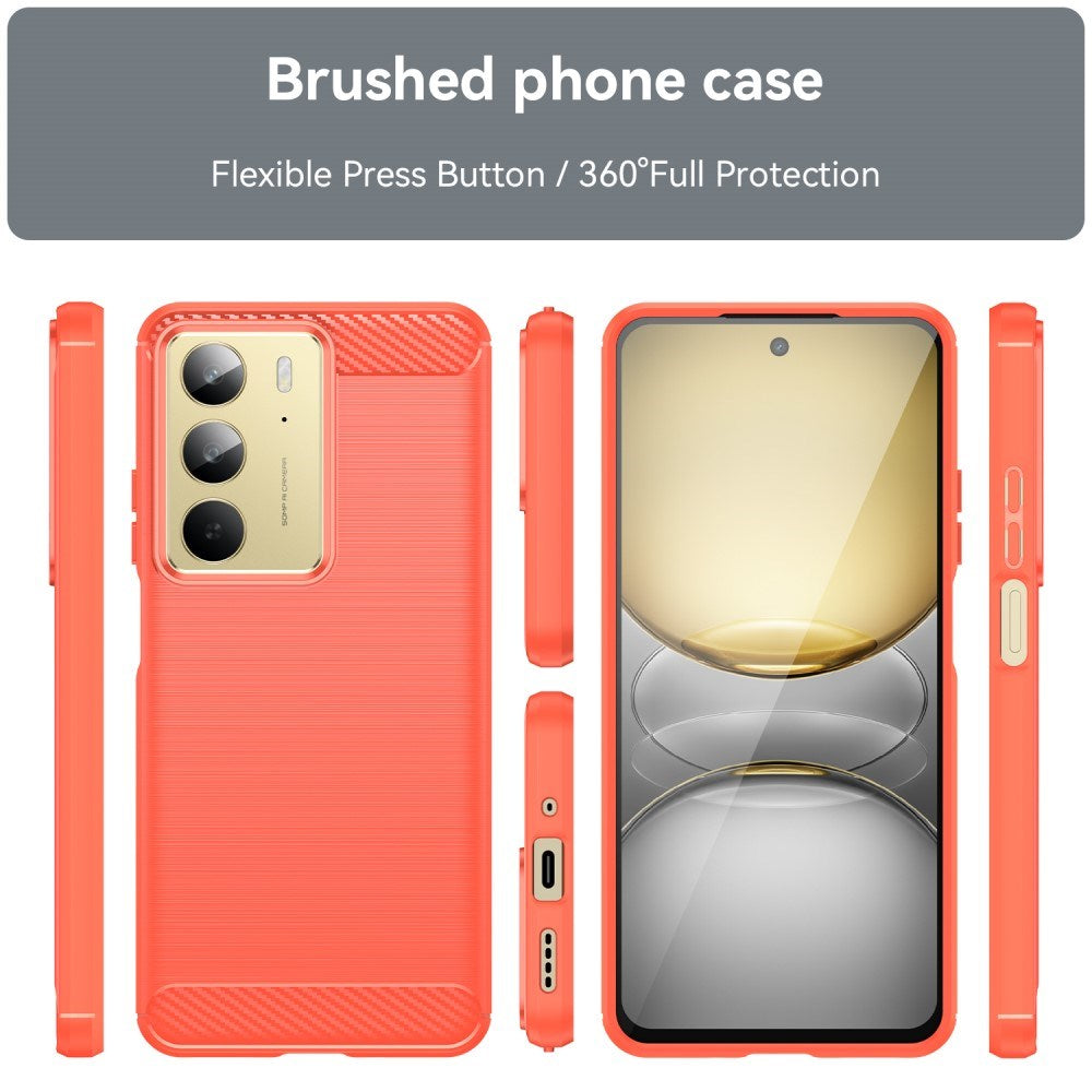 EIDERWOOD - Realme C75 - Brushed Carbon Fiber Fleksibelt Plastik Cover - Rød