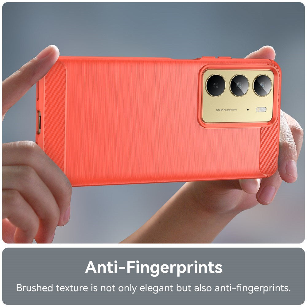 EIDERWOOD - Realme C75 - Brushed Carbon Fiber Fleksibelt Plastik Cover - Rød