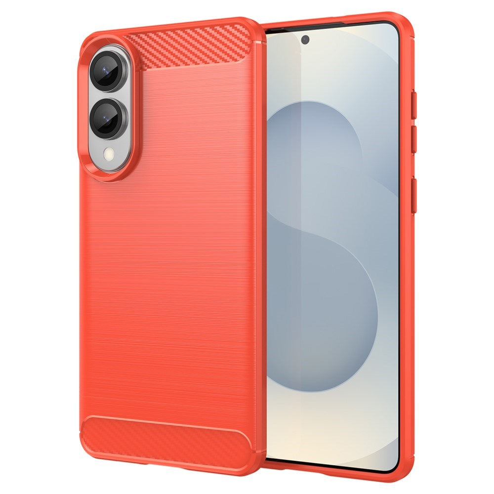 EIDERWOOD - Samsung Galaxy S25 Edge - Brushed Carbon Fiber Fleksibelt Plastik Cover - Rød