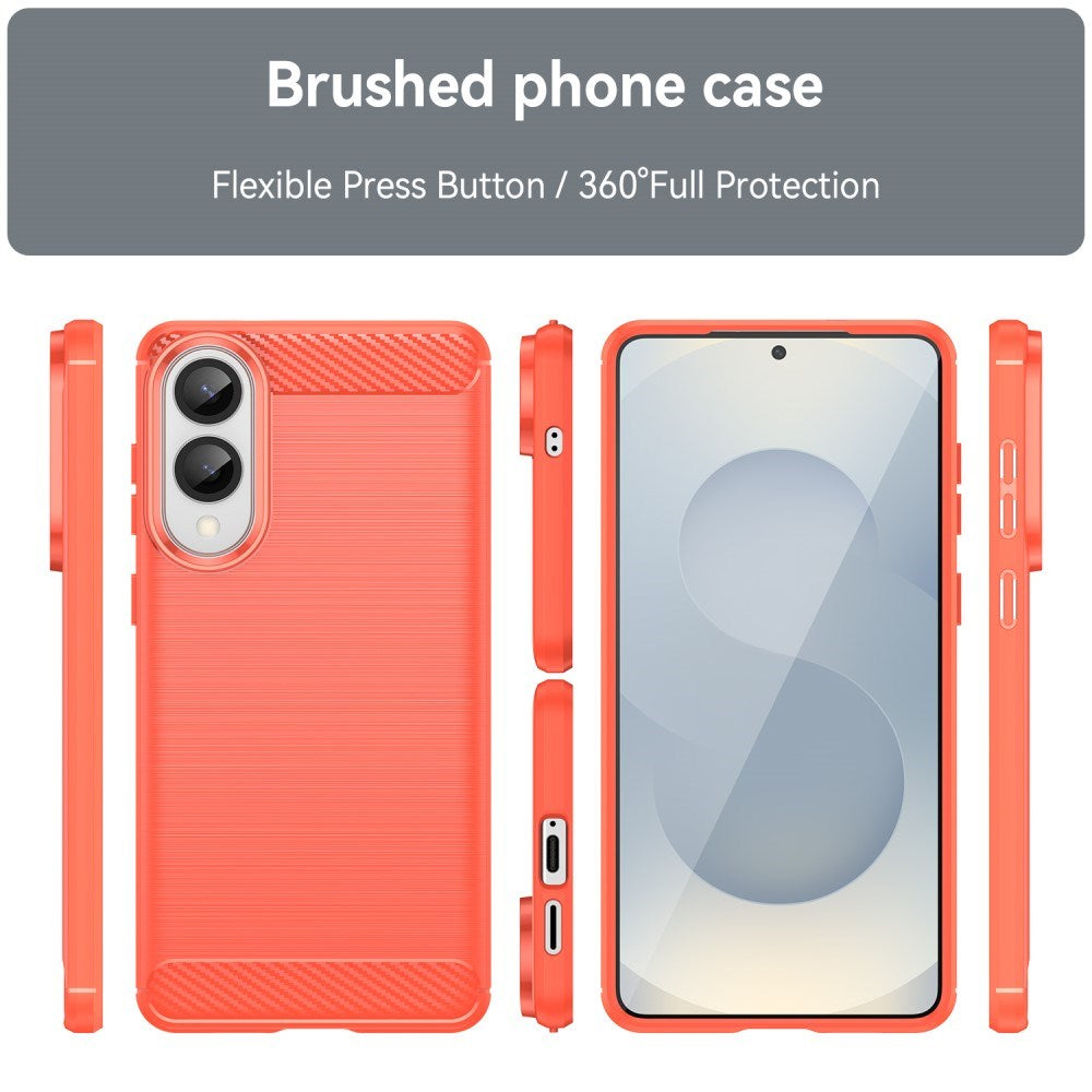 EIDERWOOD - Samsung Galaxy S25 Edge - Brushed Carbon Fiber Fleksibelt Plastik Cover - Rød