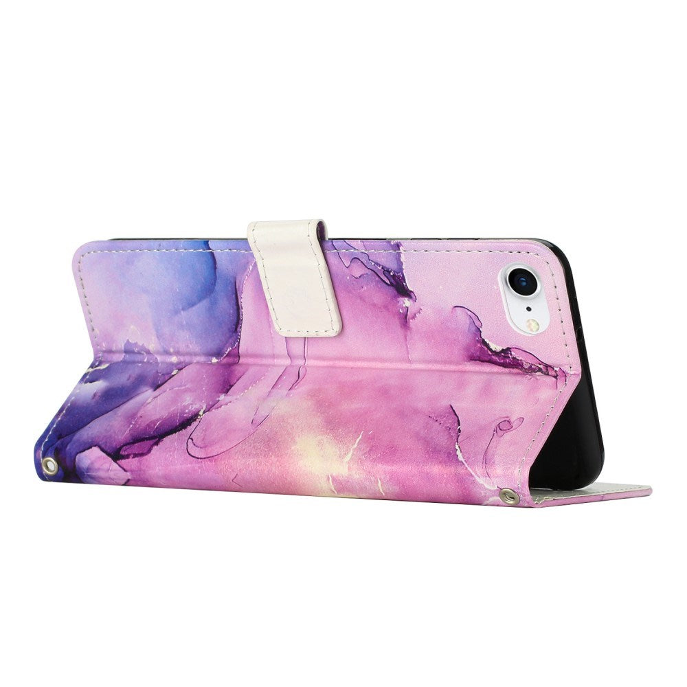 EIDERWOOD iPhone 17e / 16e Kunstlæder Cover m. Kortholder & Marmor Design - Lilla