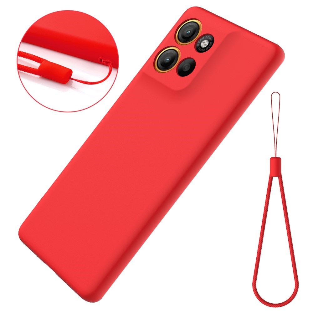 EIDERWOOD Motorola Moto G15 Power Liquid Silikone Mobil Cover m. Strop - Rød