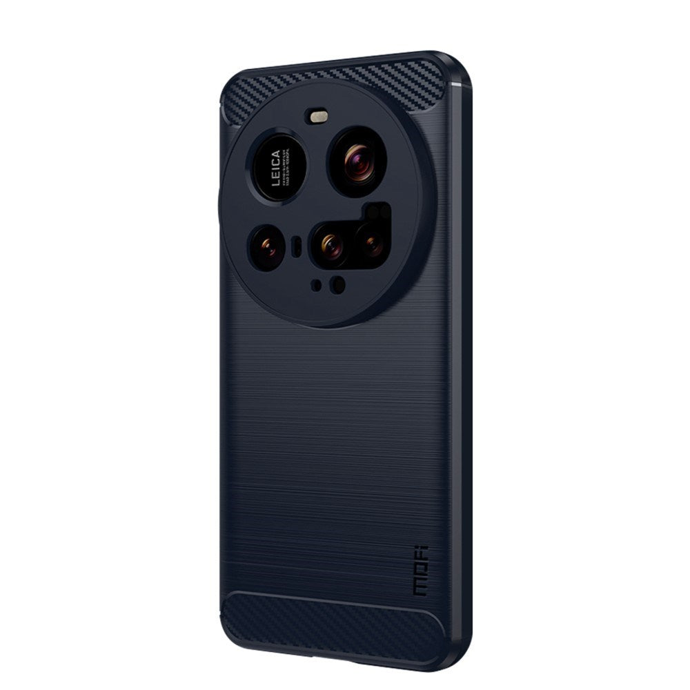 Mofi - Xiaomi 15 Ultra - Brushed Carbon Fiber Plast Cover - Blå