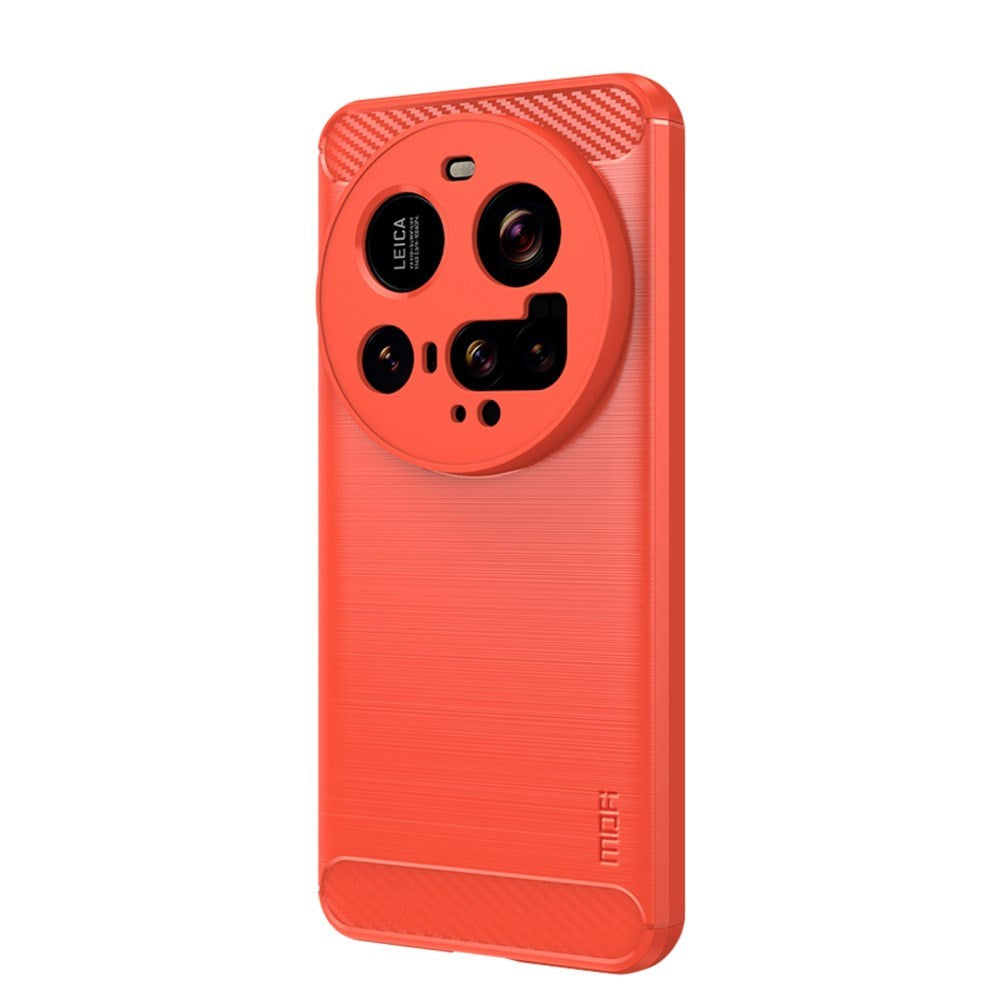 Mofi - Xiaomi 15 Ultra - Brushed Carbon Fiber Plast Cover - Rød