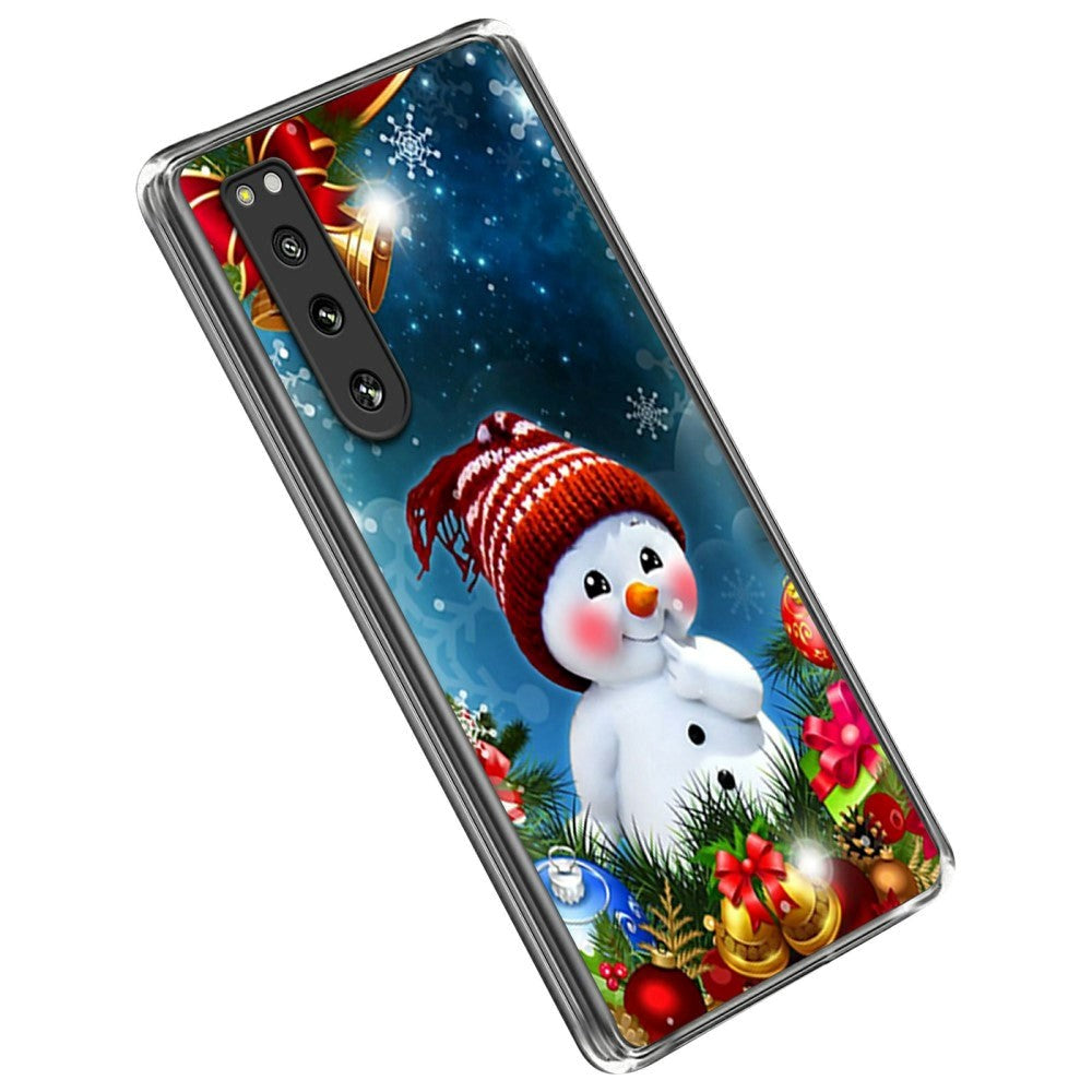 Sony Xperia 5 IV TPU Plast Mobil Julecover - Sød Snemand