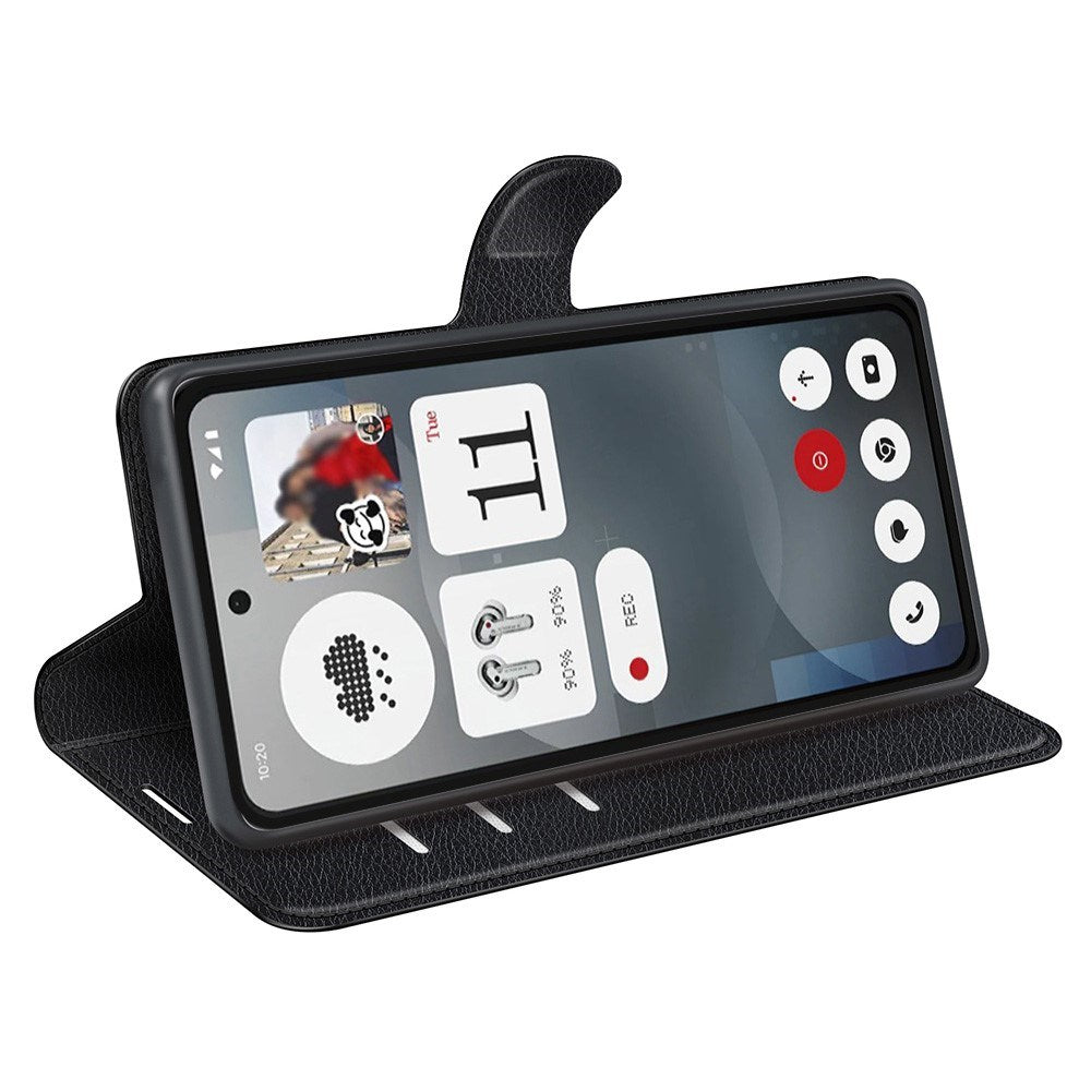 EIDERWOOD - Nothing Phone (3a) - Kunstlæder Flip Cover m. Kortholder & Ståfunktion - Sort