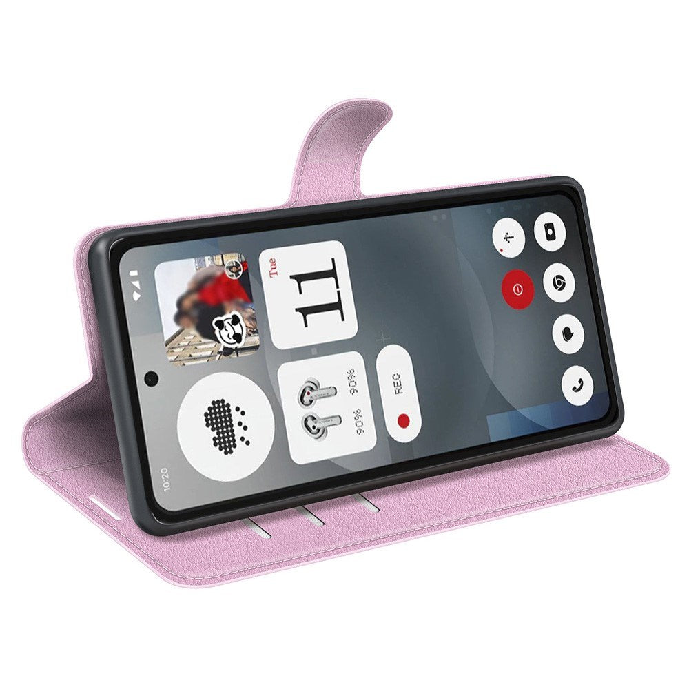 EIDERWOOD - Nothing Phone (3a) - Kunstlæder Flip Cover m. Kortholder & Ståfunktion - Lyserød