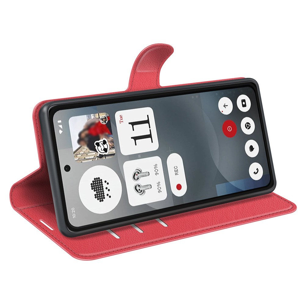 EIDERWOOD - Nothing Phone (3a) - Kunstlæder Flip Cover m. Kortholder & Ståfunktion - Rød