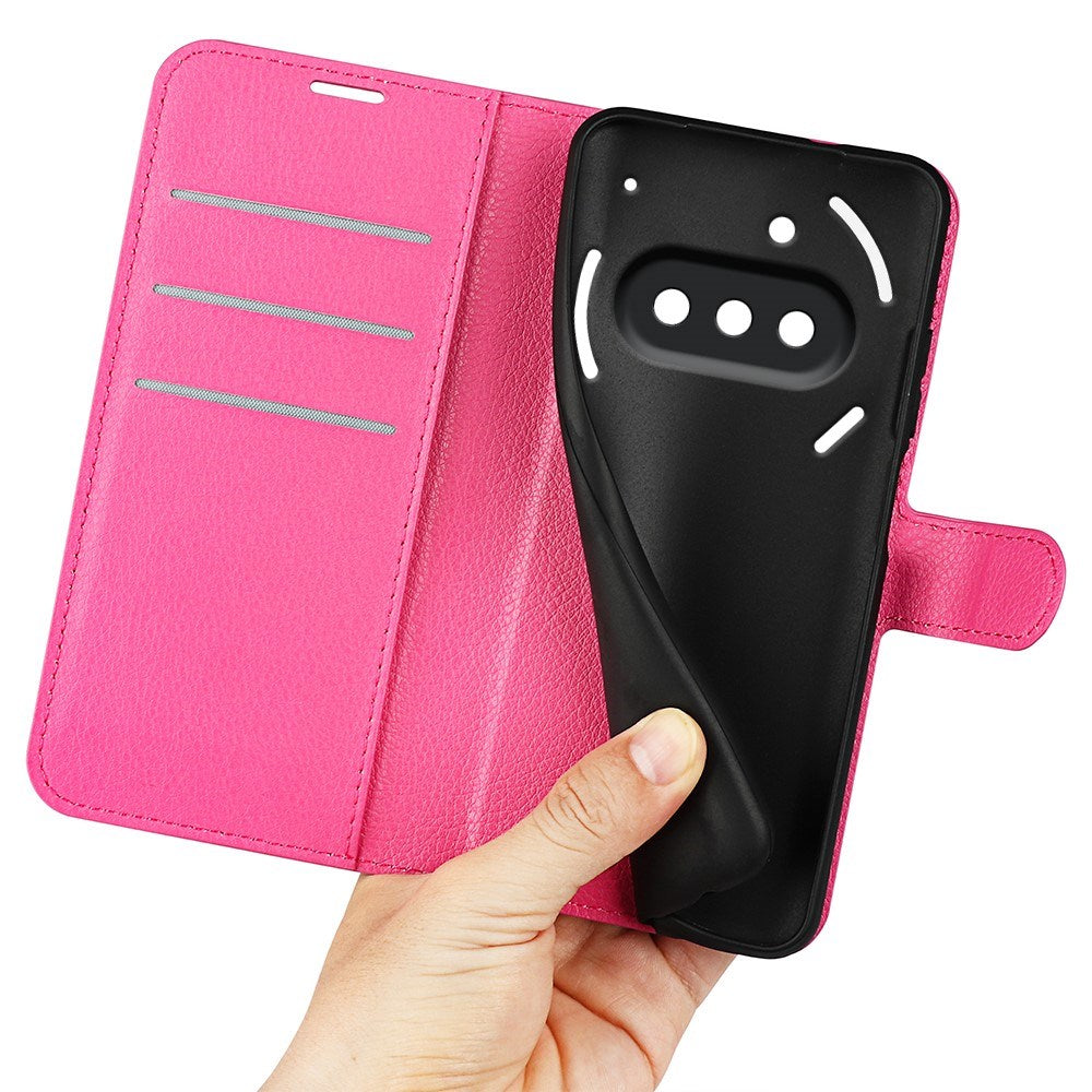 EIDERWOOD - Nothing Phone (3a) - Kunstlæder Flip Cover m. Kortholder & Ståfunktion - Pink