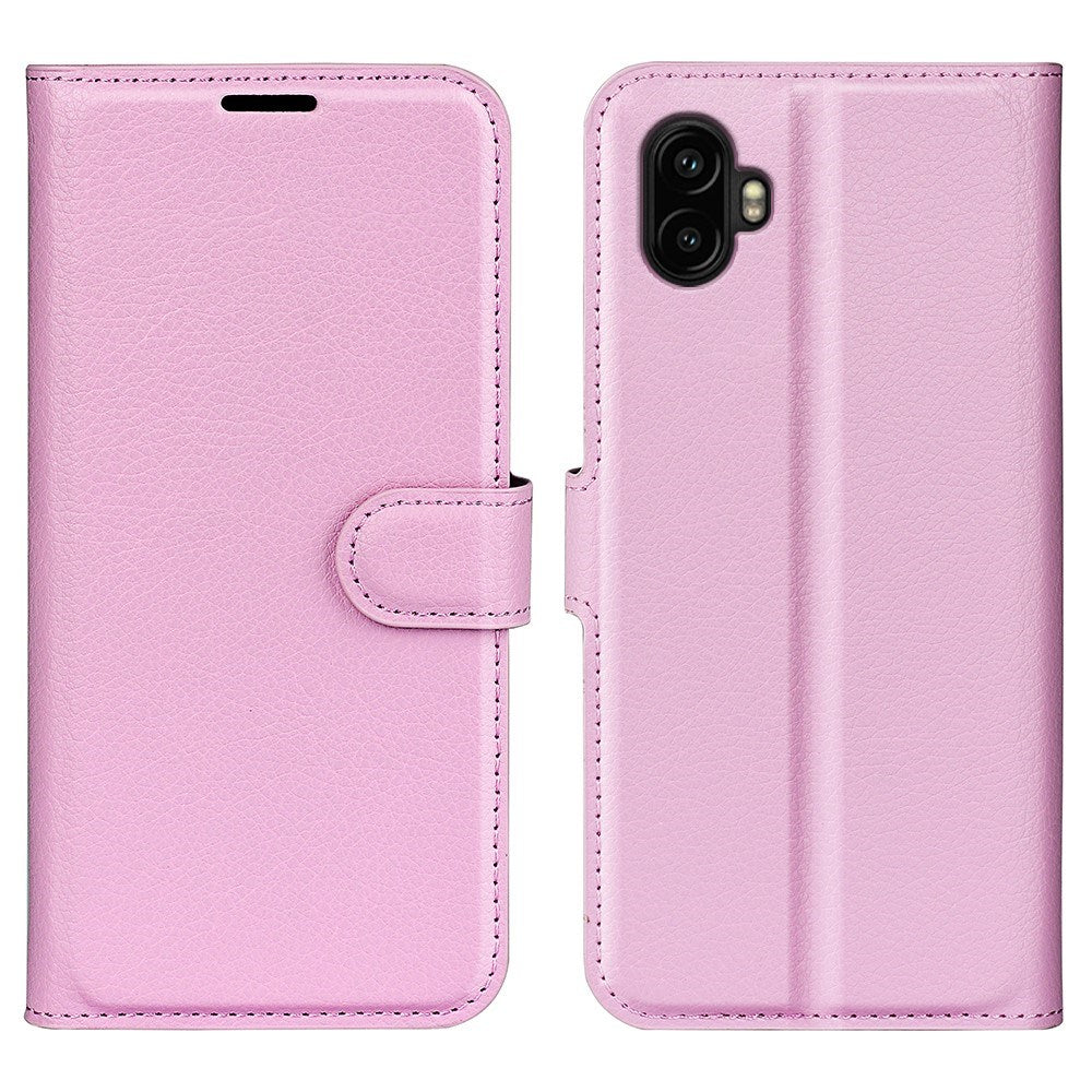 Samsung Galaxy Xcover 7 Pro - EIDERWOOD Kunstlæder Flip Cover m. Kortholder & Ståfunktion - Lyserød