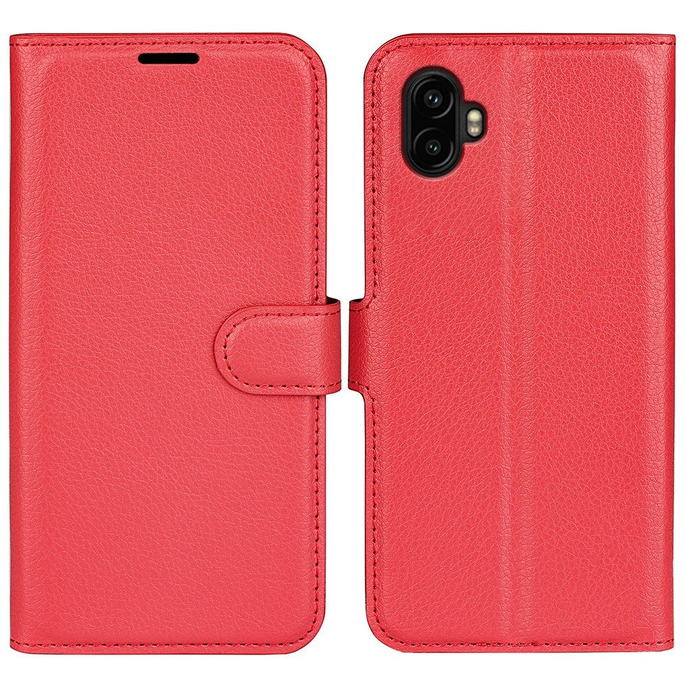 Samsung Galaxy Xcover 7 Pro - EIDERWOOD Kunstlæder Flip Cover m. Kortholder & Ståfunktion - Rød