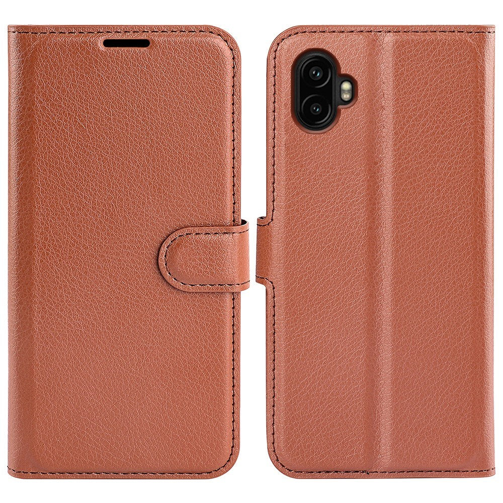 Samsung Galaxy Xcover 7 Pro - EIDERWOOD Kunstlæder Flip Cover m. Kortholder & Ståfunktion - Brun