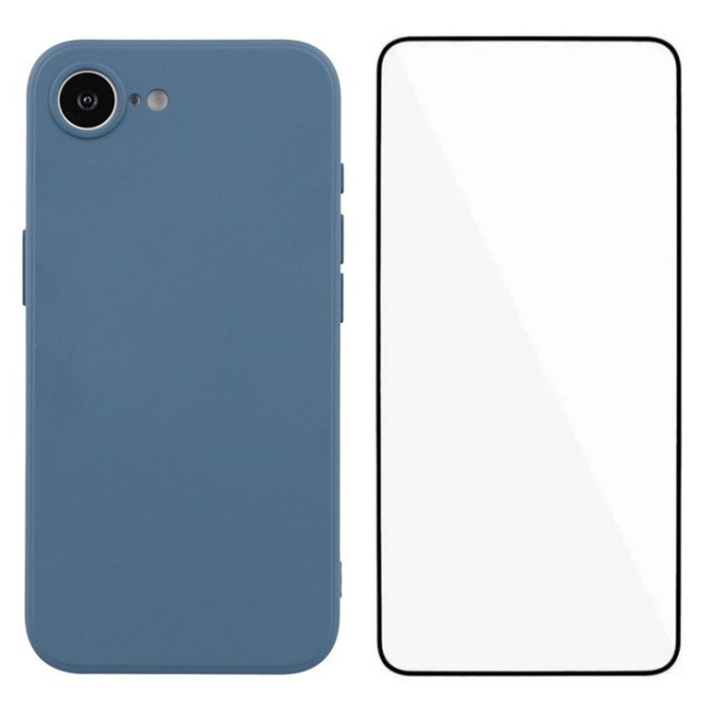 iPhone 17e / 16e Beskyttelsessæt m. Fleksibelt Plast Mobil Cover & Skærmbeskyttelse - Blå