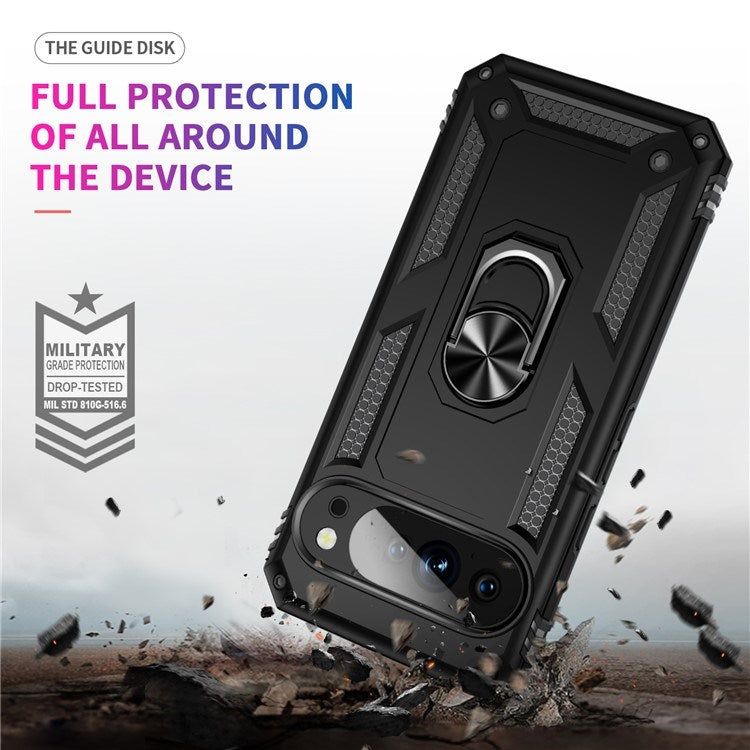 Google Pixel 10 Pro XL - EIDERWOOD Hybrid Håndværker Cover m. 360 Roterbar Kickstand - Sort