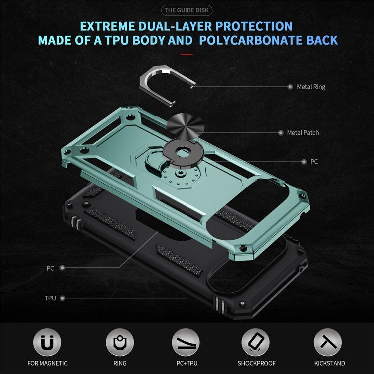 Google Pixel 10 Pro XL - EIDERWOOD Hybrid Håndværker Cover m. 360 Roterbar Kickstand - Grøn
