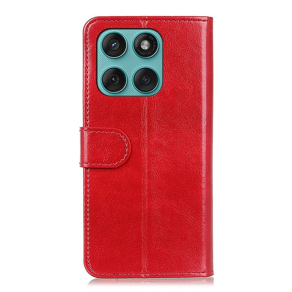 Motorola Edge 60 Fusion - EIDERWOOD Kunstlæder Flip Cover m. Kortholder & Ståfunktion - Rød