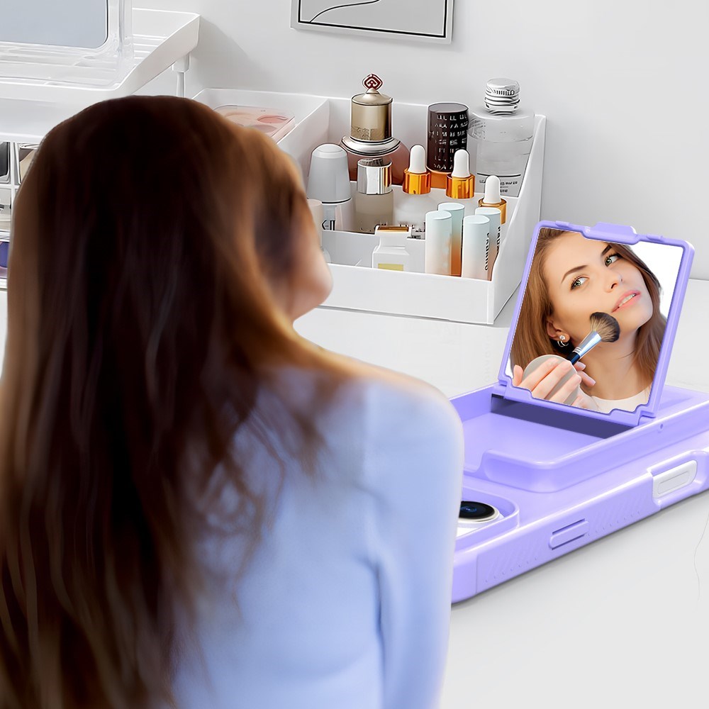 EIDERWOOD iPhone 16 Pro Fleksibelt Plastik Mobil Cover m. Kortholder & Indbygget Spejl - Lilla