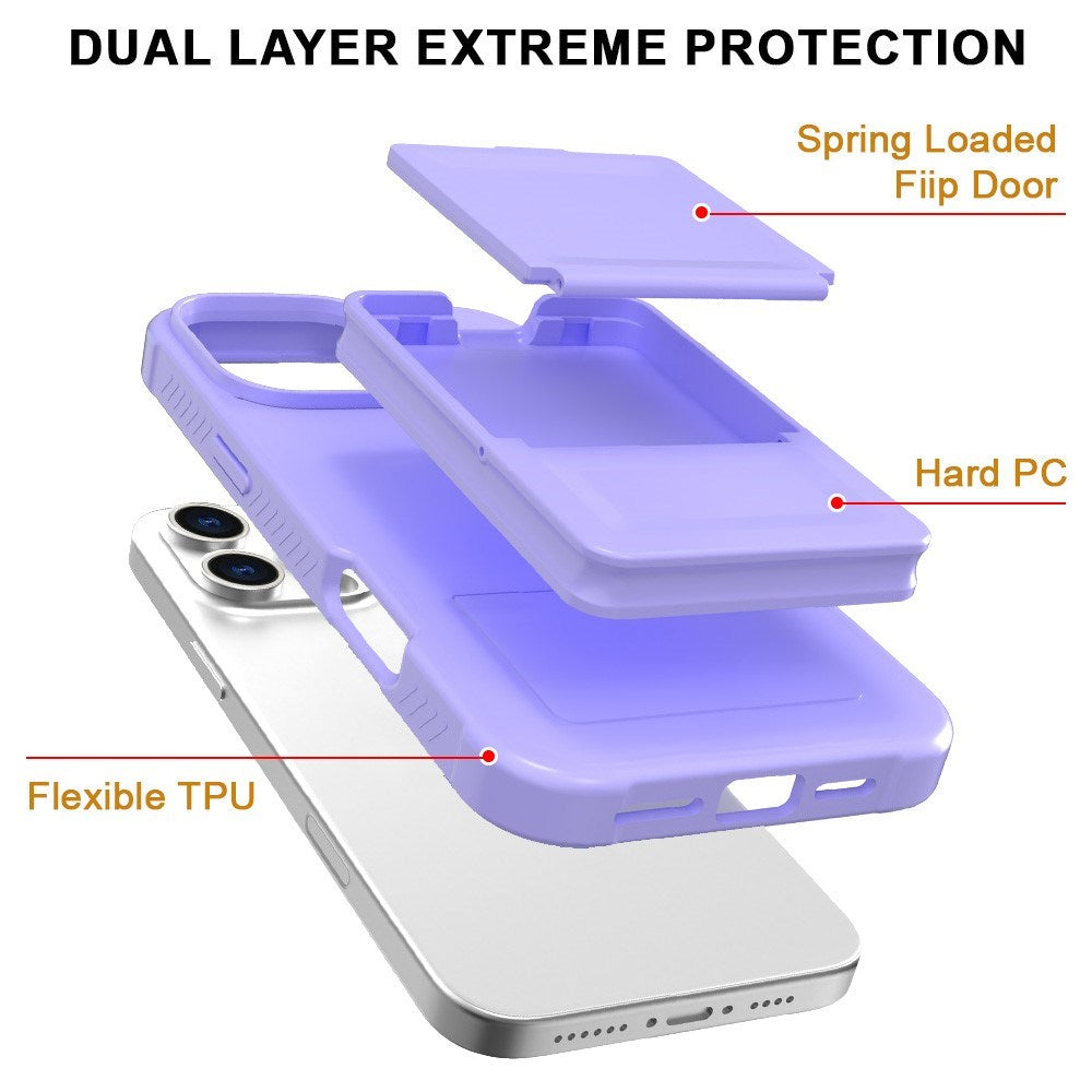 EIDERWOOD iPhone 16 Pro Fleksibelt Plastik Mobil Cover m. Kortholder & Indbygget Spejl - Lilla