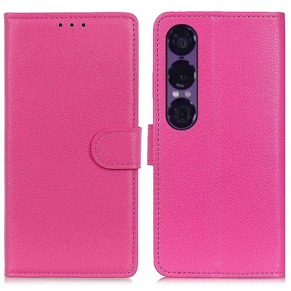 Sony Xperia 1 VII - EIDERWOOD Kunstlæder Flip Cover m. Kortholder & Ståfunktion - Lyserød