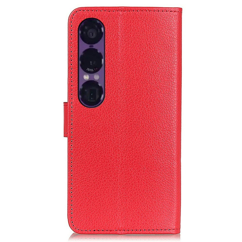Sony Xperia 1 VII - EIDERWOOD Kunstlæder Flip Cover m. Kortholder & Ståfunktion - Rød
