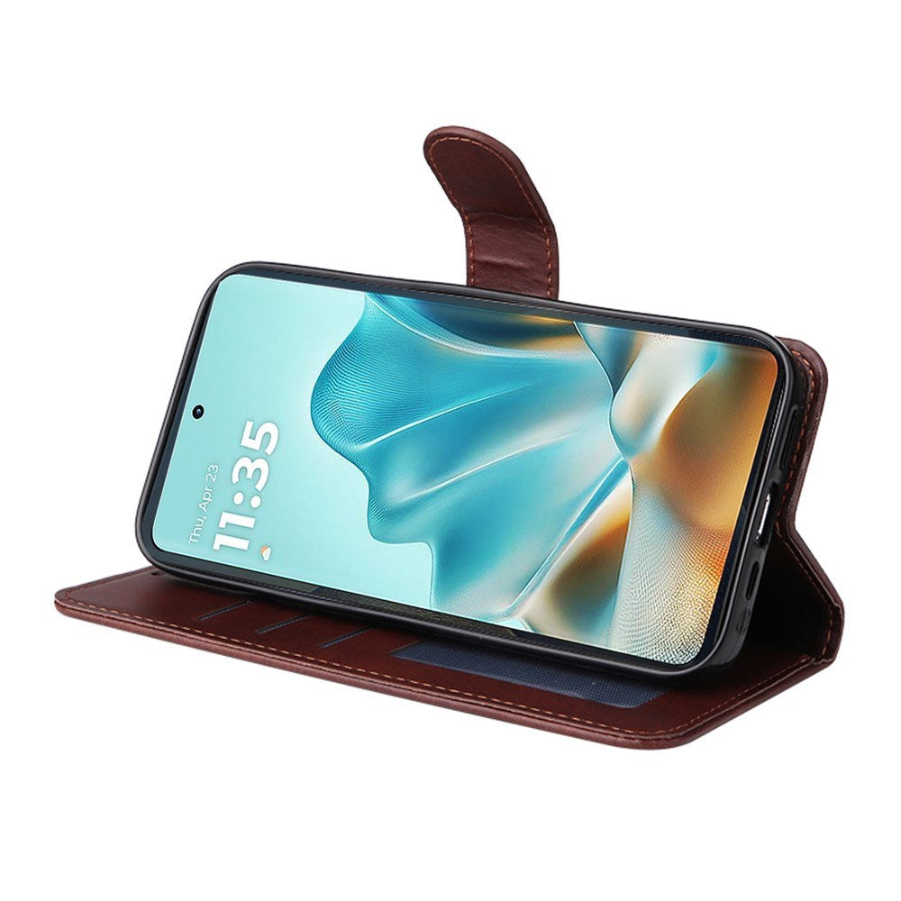 Motorola Edge 60 / Edge 60 Fusion - EIDERWOOD 2-i-1 Kunstlæder Flip Cover m. Skærmbeskyttelsesglas - Brun