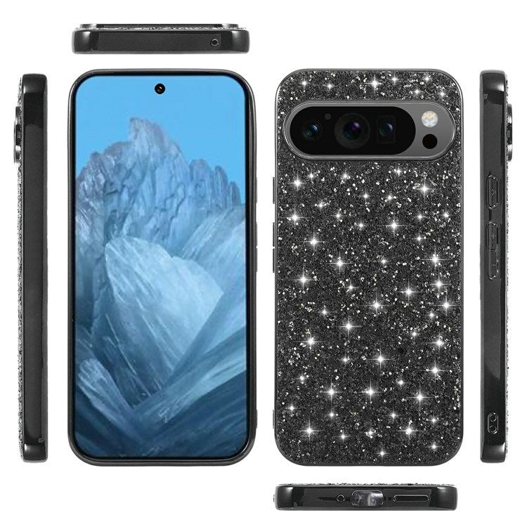 Google Pixel 10 / 10 Pro - EIDERWOOD Glitter Cover - Sort