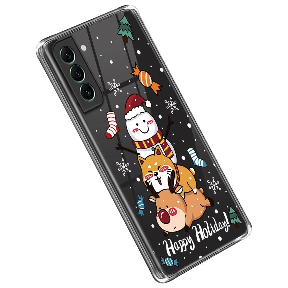 Samsung Galaxy S22 TPU Plast Mobil Julecover - Snemand, Hund og Rensdyr