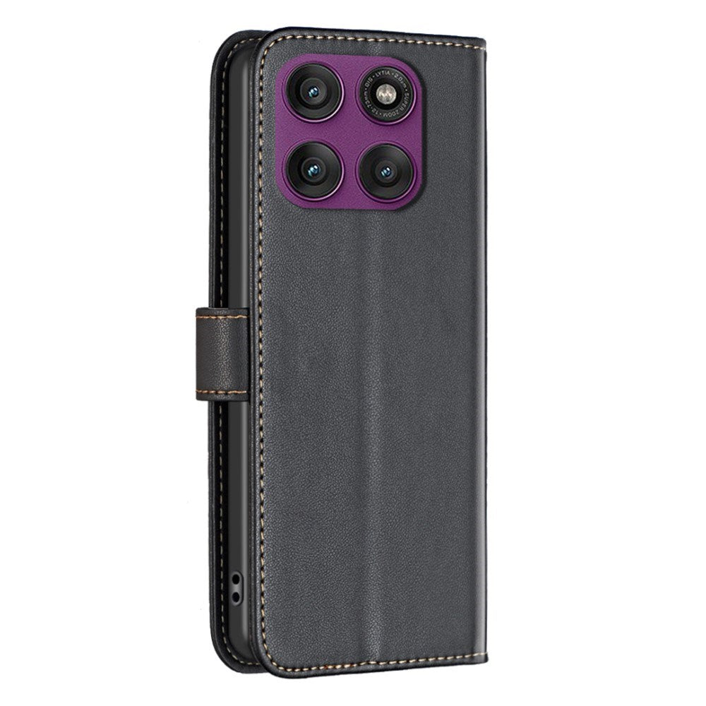 Motorola Edge 60 Pro - BINFEN Kunstlæder Flip Cover m. Kortholder & Ståfunktion - Sort