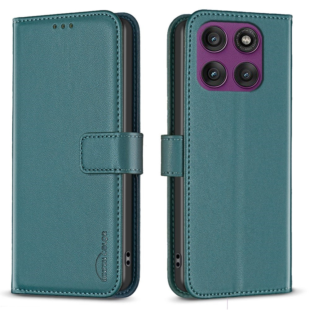 Motorola Edge 60 Pro - BINFEN Kunstlæder Flip Cover m. Kortholder & Ståfunktion - Mørkegrøn