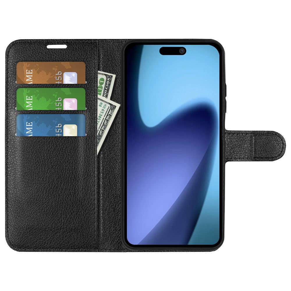 EIDERWOOD iPhone Air Litchi Flip Cover m. Pung & Stander - Sort