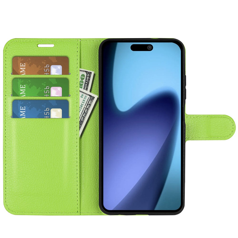 EIDERWOOD iPhone Air Litchi Flip Cover m. Pung & Stander - Grøn
