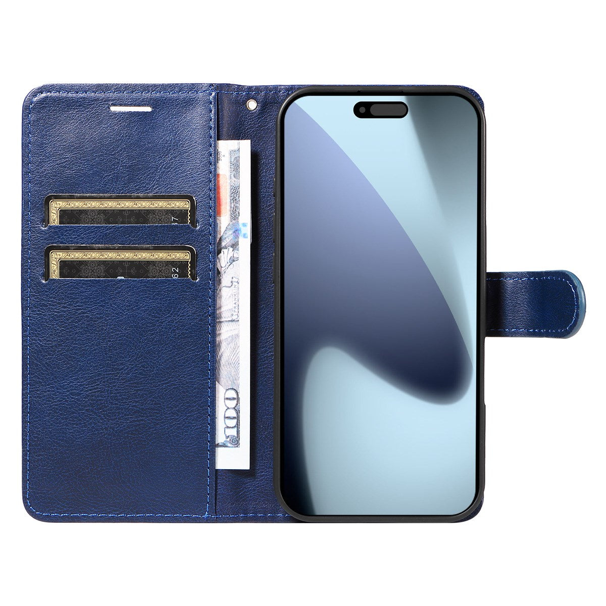 EIDERWOOD iPhone 17 Pro Kunstlæder Mobil Cover - Kortholder & Strop - Blå