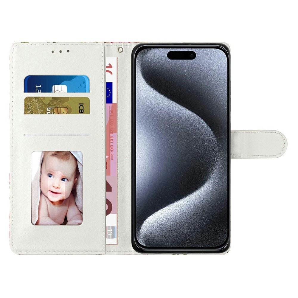 iPhone Air - EIDERWOOD Imiteret Læder Cover m. Pung & Strop - Lilla Blomster
