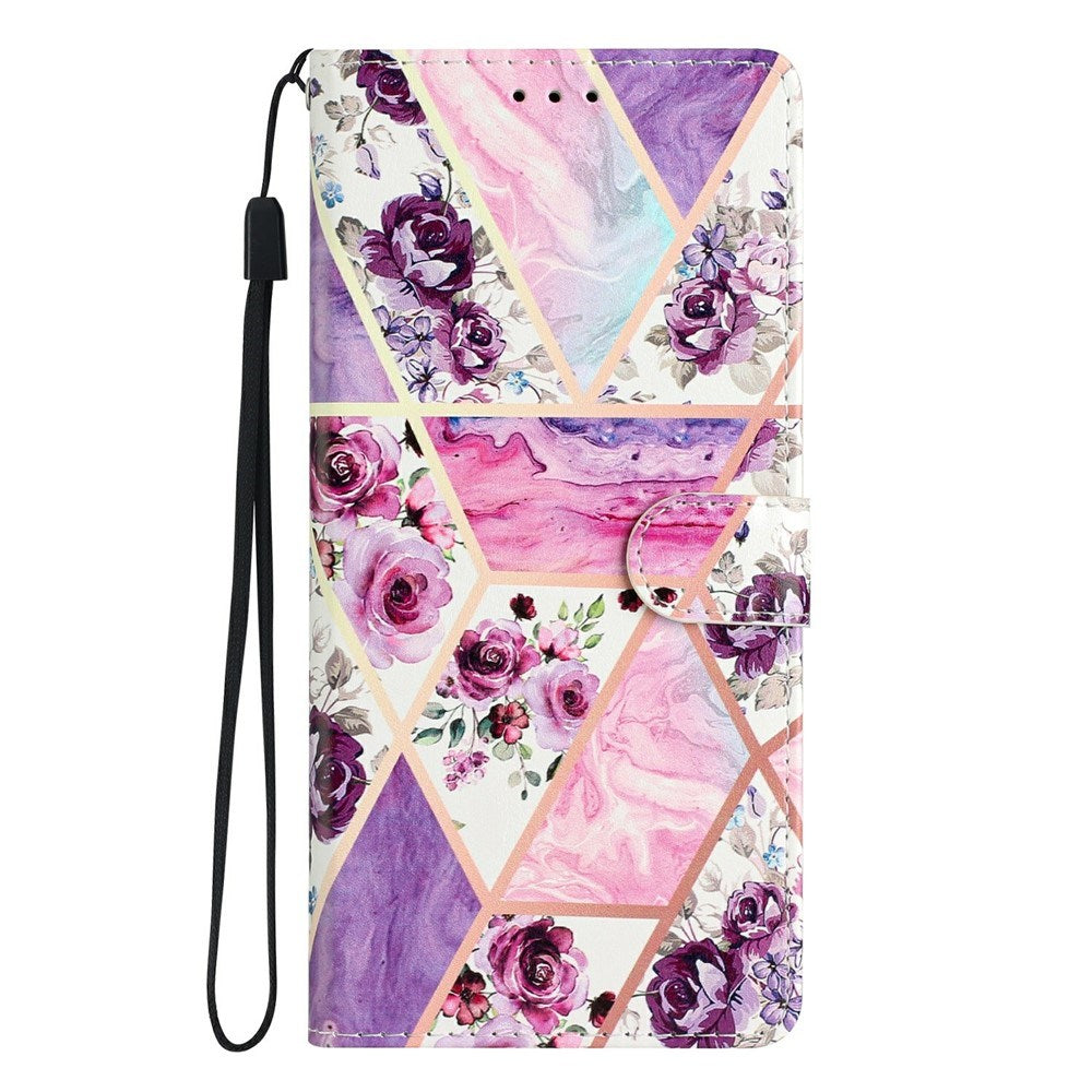 iPhone Air - EIDERWOOD Imiteret Læder Cover m. Pung & Strop - Lilla Blomster
