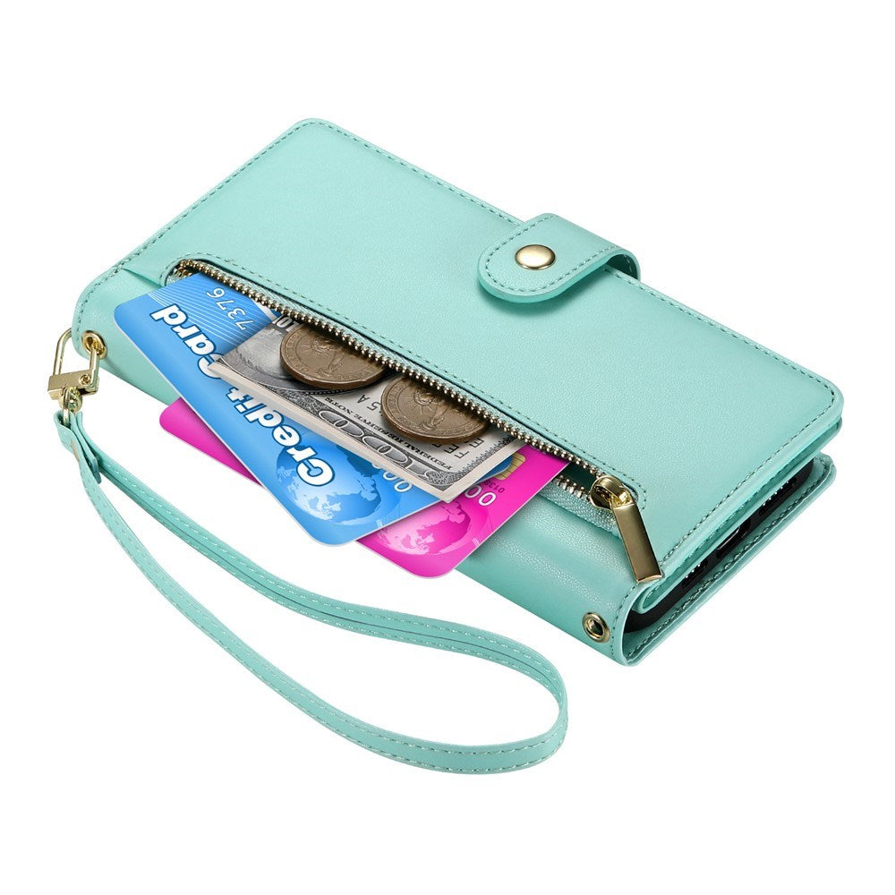 EIDERWOOD iPhone Air Flip Cover - Indbygget Kortholder & Lynlåslomme & Strop - Turkis