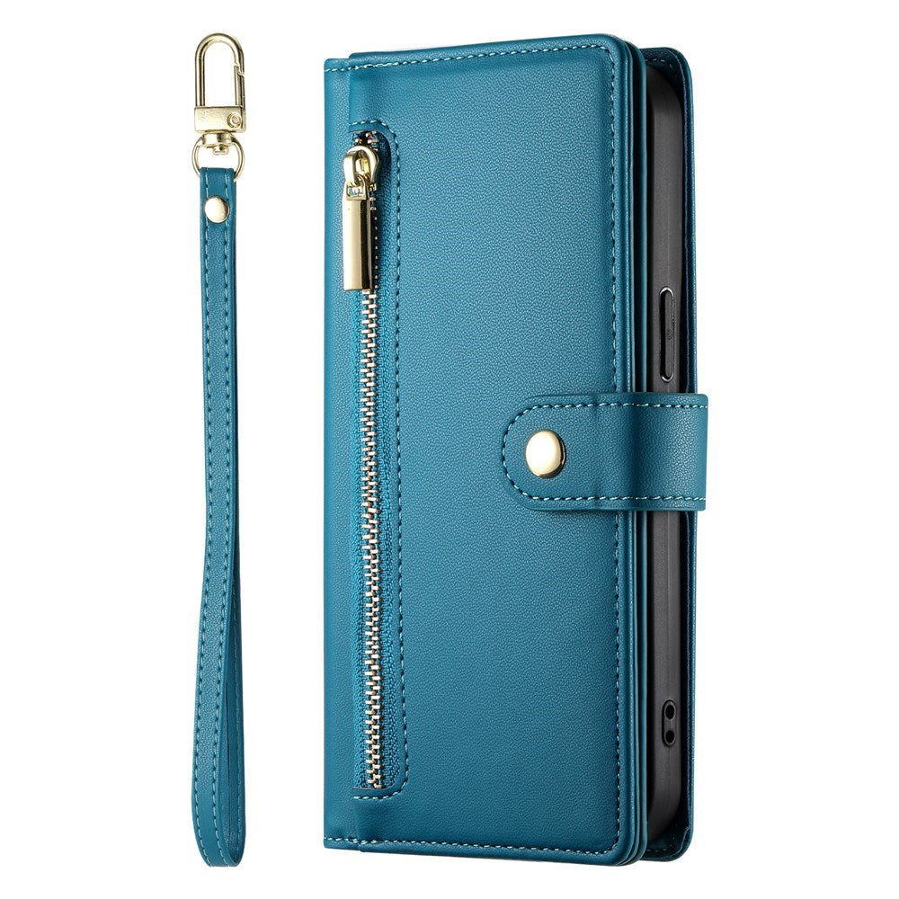 EIDERWOOD iPhone Air Flip Cover - Indbygget Kortholder & Lynlåslomme & Strop - Blå