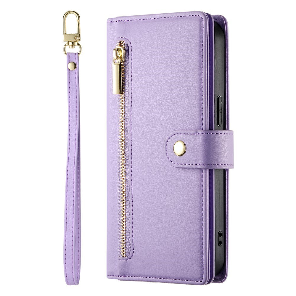 EIDERWOOD iPhone 17 Pro Flip Cover - Indbygget Kortholder & Lynlåslomme & Strop - Lilla