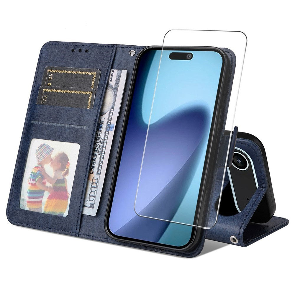 EIDERWOOD iPhone Air Kunstlæder Flip Cover - inkl. Skærmbeskyttelse - Blå