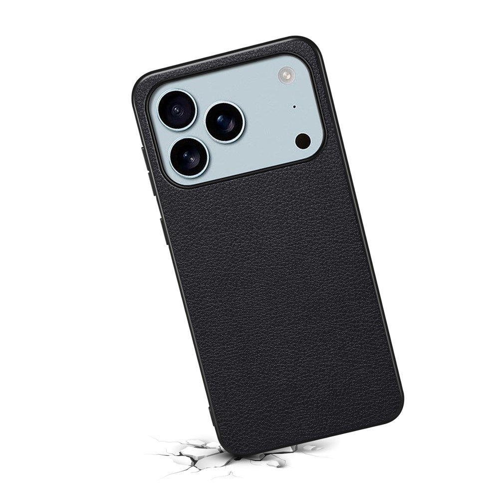 EIDERWOOD iPhone 17 Pro Hybrid Plastik Mobil Cover m. Lædertekstur - Sort