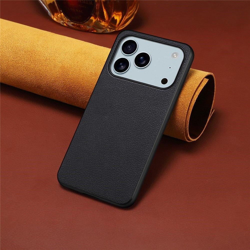 EIDERWOOD iPhone 17 Pro Hybrid Plastik Mobil Cover m. Lædertekstur - Sort